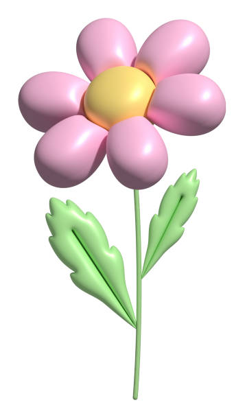 istock 3d daisy flower in cartoon style. Cute pink chamomile with leaves. 3d rendering spring illustration. Suitable for decoration of festive decor, parties, products, banners of social networks and websites. 1415556339