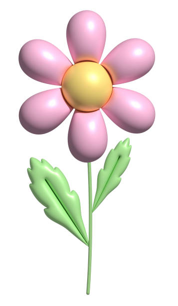 istock 3d daisy flower in cartoon style. Cute pink chamomile with leaves. 3d rendering spring illustration. Suitable for decoration of festive decor, parties, products, banners of social networks and websites. 1415556342