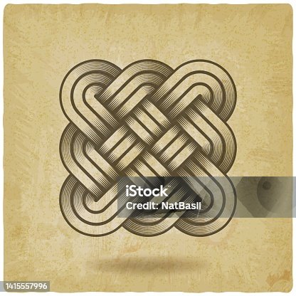 istock Weaving symbol abstract knot icon on vintage background 1415557996