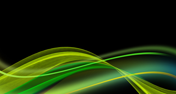 Decorative abstract green shade waves on black background.