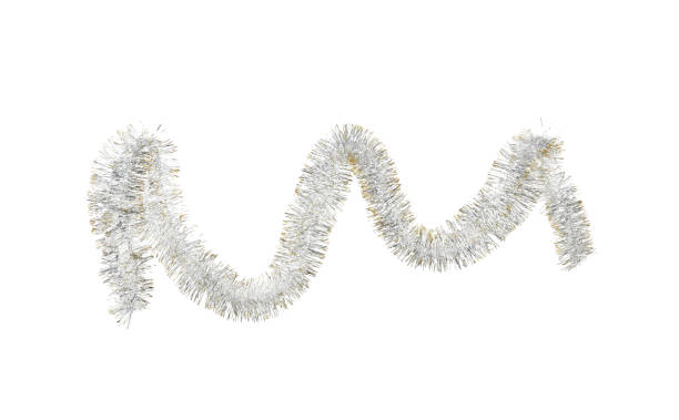 Shiny tinsel isolated on white. Christmas decoration