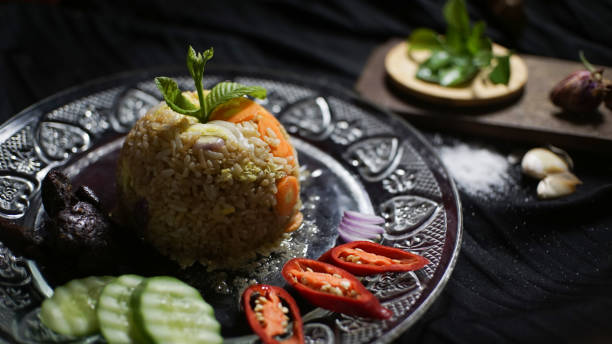 istock Delicious rice cooked in the plate with spices 1 1415564960