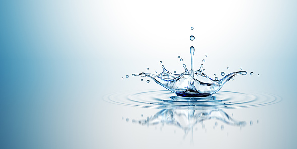 Water splash on blue background. 3D Render