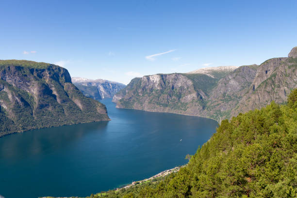 View from Stegastein viewpoint Aurlandsfjord, Flam stegastein viewpoint stock pictures, royalty-free photos & images