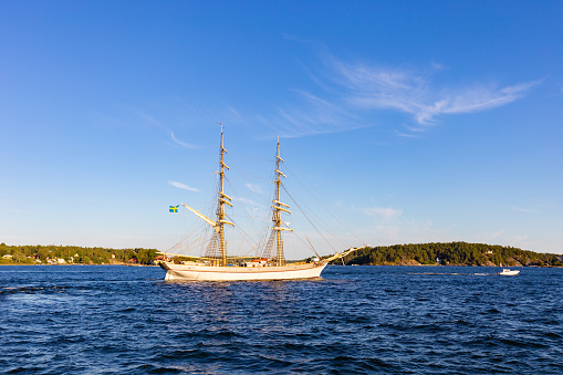 Sailboat in the outer part of the archipelago of Stockholm, Sweden