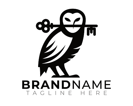 black simple modern owl key symbol