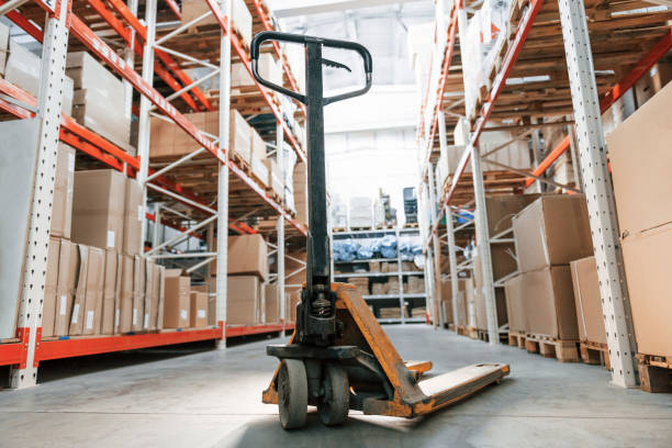 istock Close up view of platform trolley that is in the storage 1415575347