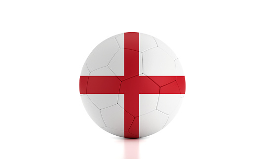 Soccer Ball Textured With England Flag On White Background. World Cup Qualifiers