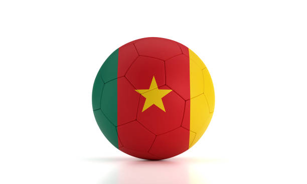 istock Soccer Ball Textured With Cameroon Flag On White Background 1415575436