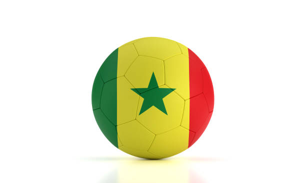 istock Soccer Ball Textured With Senegalese Flag On White Background 1415575451