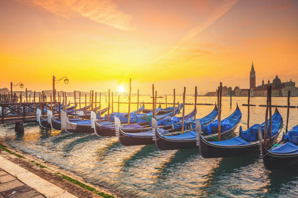 istock Gondolas in Venice at sunrise 1415578143