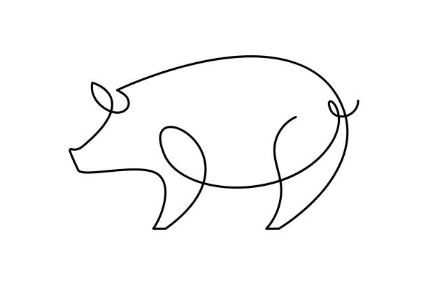 illustrazioni stock, clip art, cartoni animati e icone di tendenza di silhouette astratta del maiale - pig silhouette animal livestock