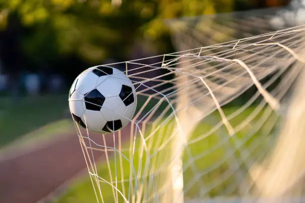 Soccer ball in goal