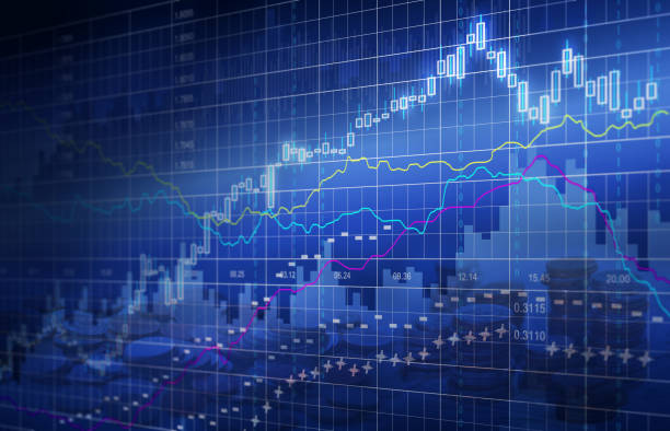 ilustracja wykresu giełdy finansowej, koncepcja inwestycji biznesowych i przyszłego obrotu akcjami. - stock market stock exchange banking stock market data zdjęcia i obrazy z banku zdjęć