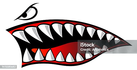 istock Flying tigers shark teeth car sticker motorcycle gas tank decal and helmet sticker 1415585682