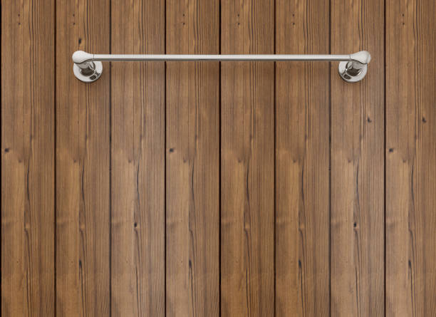 appendiabiti in acciaio inossidabile a parete in bagno - towel hanging bathroom railing foto e immagini stock