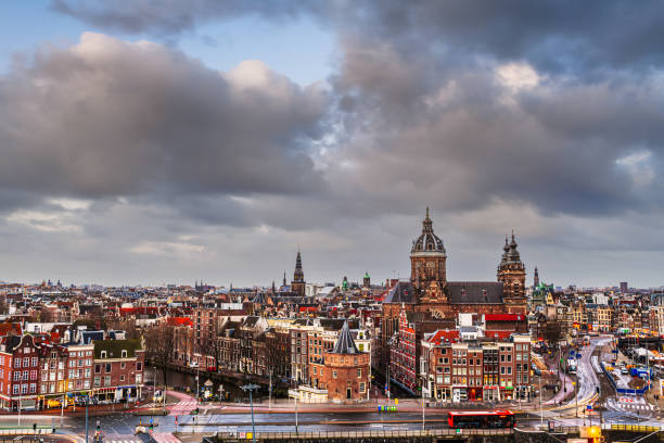 istock Amsterdam, Netherlands town cityscape over the Old Centre District 1415594499