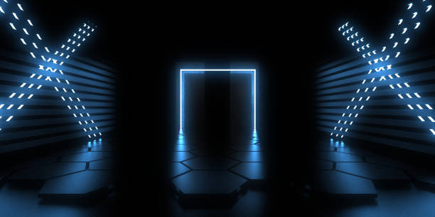 istock 3D abstract background with neon lights. neon tunnel .space construction . .3d illustration 1415594519