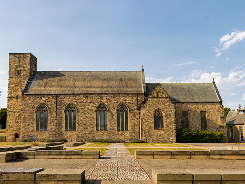 Sunderland UK, 07/18/2022  Exterior of the famous 7th Century Church St Peter's in Sunderland.