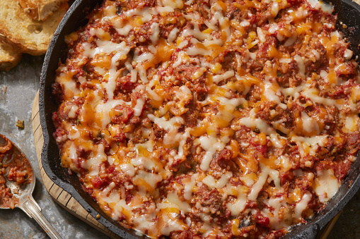 Cheesy Italian Ground Beef and Rice Skillet