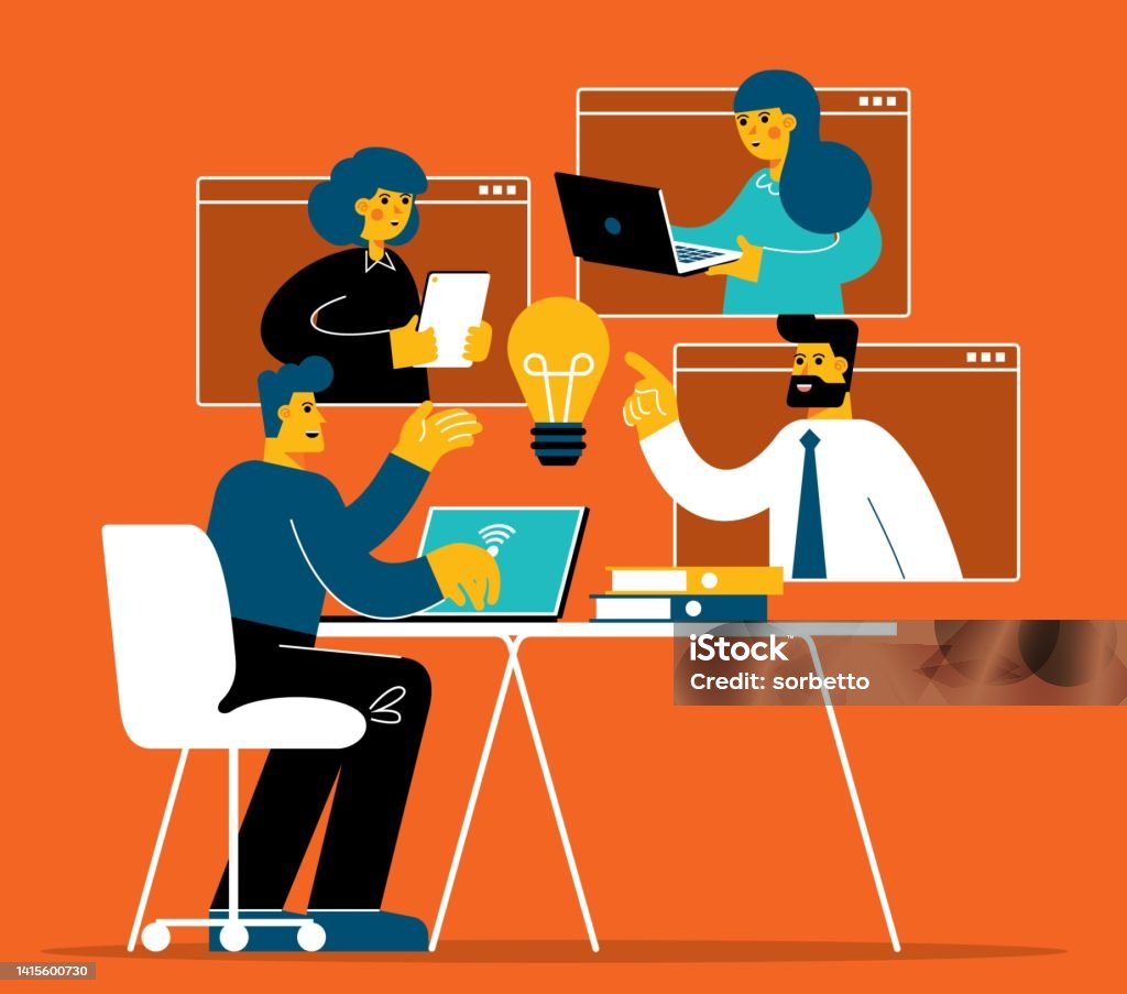 Conference Call Business Team Stock Illustration - Download Image Now