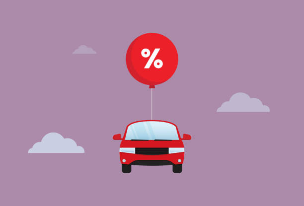 ilustrações, clipart, desenhos animados e ícones de preços dos carros aumentando - car loan finance symbol