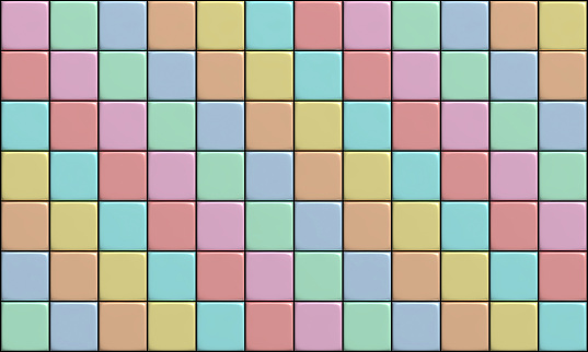 tiles square pastel metallic as background pattern, 3D illustrations