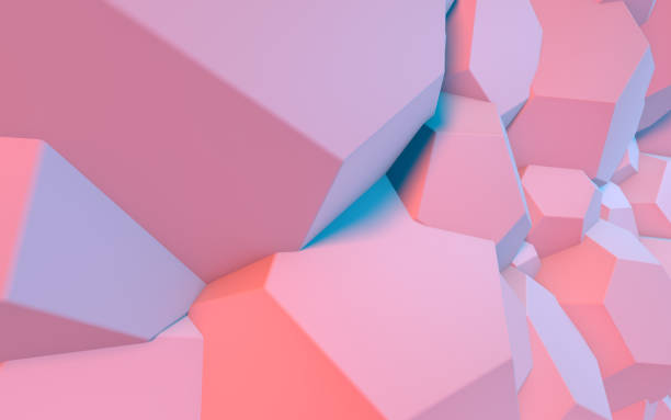 istock Abstract background with 3D shapes flying in pink and blue light as a messy array or chaotic structure for any pastel backdrop 1415605053