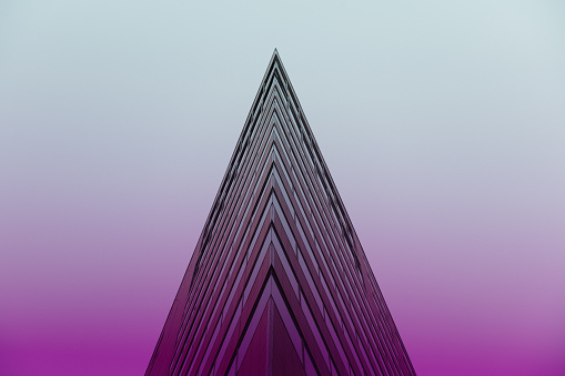 Toned image of exterior of pyramidal office building