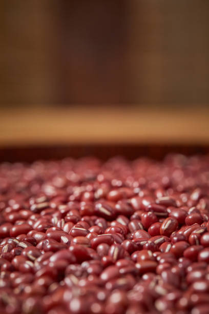 There are some red beans and barley on the table