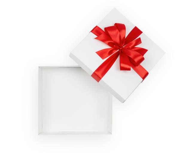 istock White open gift box with red ribbon isolated on white background 1415607530