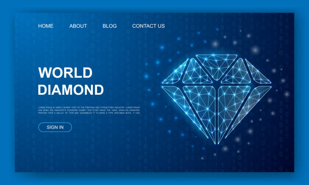 istock Diamond 3d polygonal website template. Brilliant design illustration concept. Low poly Jewelry symbol for homepage, promotion banner design. 1415610016