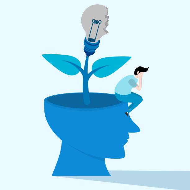 istock Not inspired or motivated after business failure, tired or exhausted by crisis, no new inspiration ideas or concepts, depressed man sitting with broken light bulb idea behind him 1415610439
