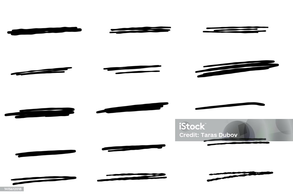 Black Inner Line Thick Black Line For Highlighting And Underlining Set Of Handdrawn ...