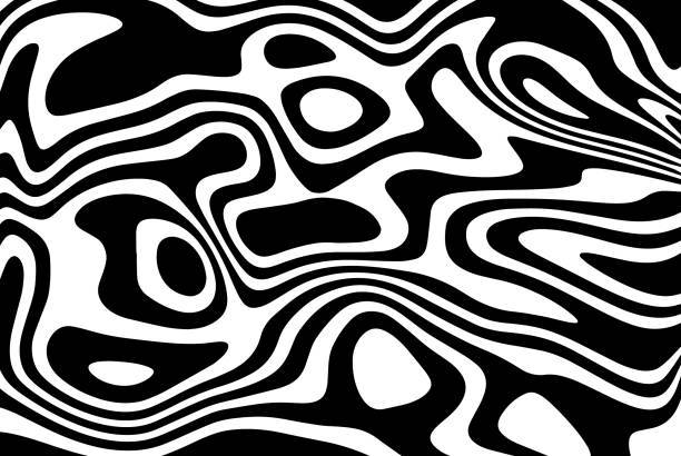 Cover for a poster with waves and vibrations of optical illusions. Abstract curved black and white lines. Background for the presentation of advertising, brochures, etc. eps 10 Cover for a poster with waves and vibrations of optical illusions. Abstract curved black and white lines. Background for the presentation of advertising, brochures, etc. op art stock illustrations