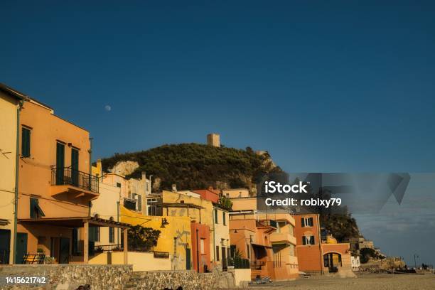 The Etruscan Village Of Varigotti With Its Characteristic Yellow Colored Houses Stock Photo - Download Image Now