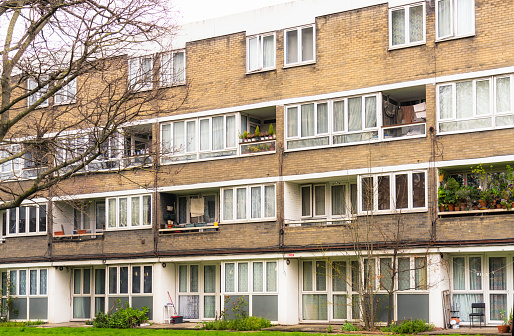 Flats on the Lancaster Road Estate in North Kensington in London.