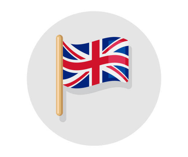 вектор великобритании размахивает на палке флага. великобритания значок страны флаг - animated flag stock illustrations