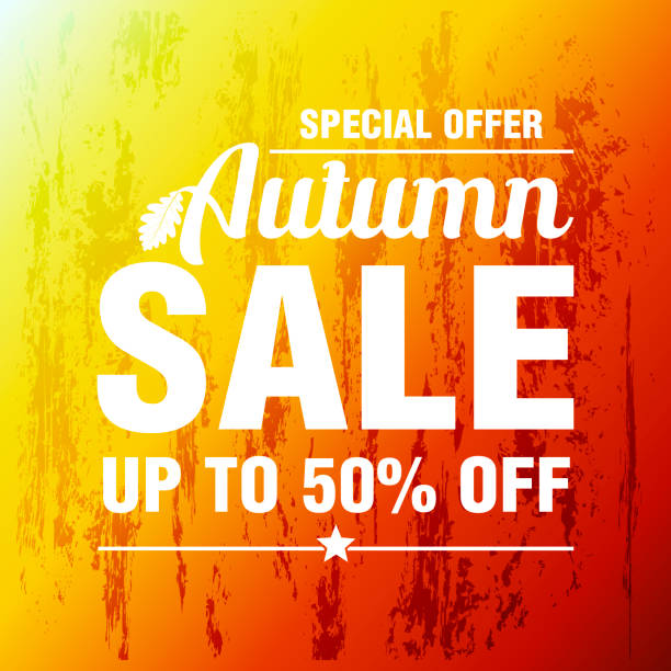 illustrations, cliparts, dessins animés et icônes de offre spéciale vente d’automne 50% de réduction. fond de vente d’automne sur un style grunge - sale number 50 percentage sign number