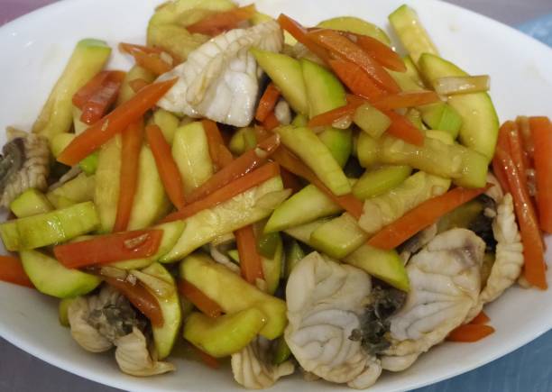 istock Fried zucchini with fish fillet 1415627492