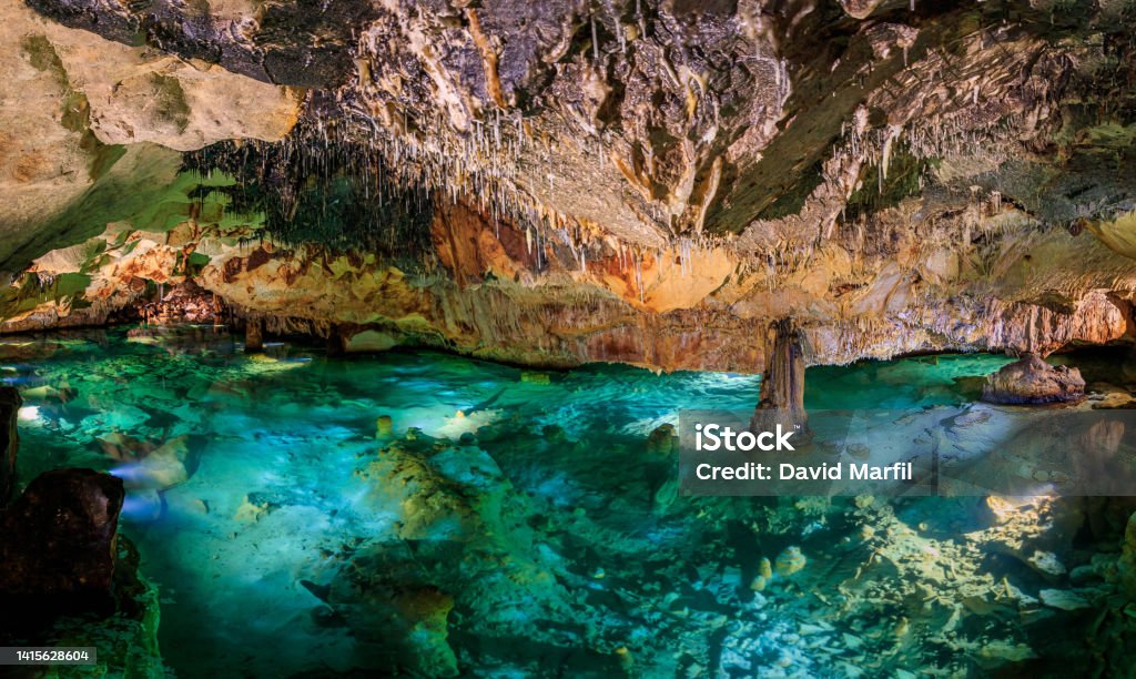 Cova de s’aigua. Menorca Minorca cave of s’aigua Cave Stock Photo