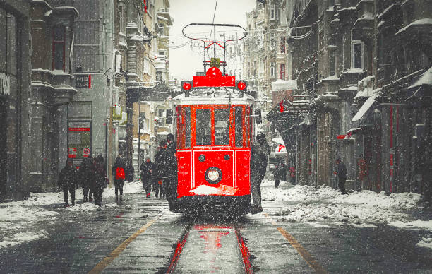 istock Taksim city view and nostalgic tram 1415628930