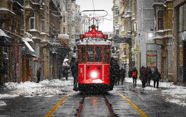 istock Taksim city view and nostalgic tram 1415628936