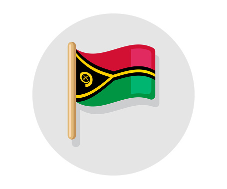 Vanuatu vector waving on stick flag. Vanuatu country icon flag
