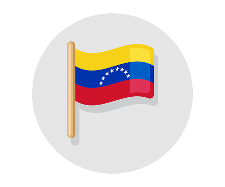 Venezuela vector waving on stick flag. Venezuela country icon flag