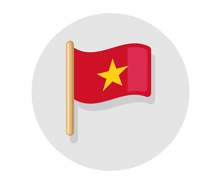 Vietnam vector waving on stick flag. Vietnam country icon flag
