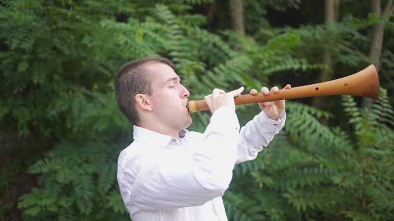 Zurna Instrument Folk Music Heard Through Forest While Played By Expert Musician