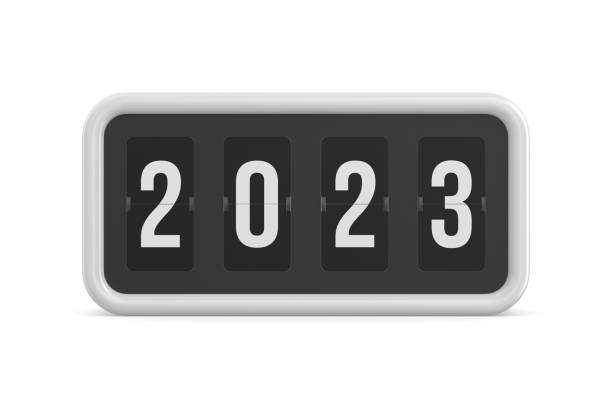 istock Flip black scoreboard 2023 on white background. Isolated 3D illustration 1415635340
