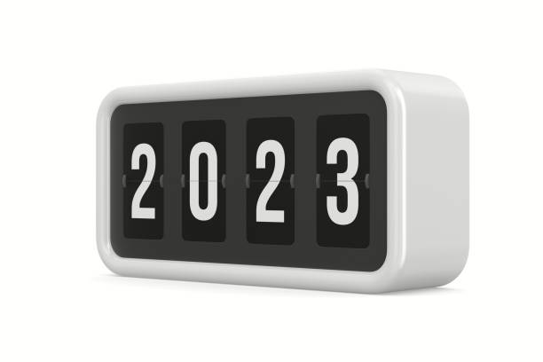 istock Flip black scoreboard 2023 on white background. Isolated 3D illustration 1415635343