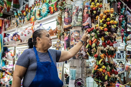 Merida, Mexico - Feb  27, 2016: Interior of Mercado Municipal Lucas de Galvez market in Merida, Mexico